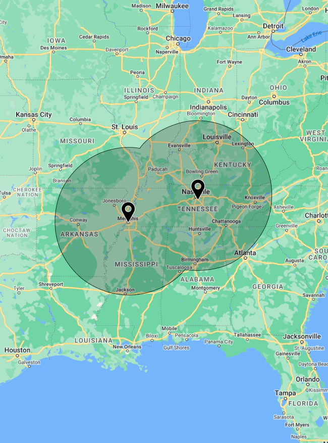 Map Form Nashville Memphis